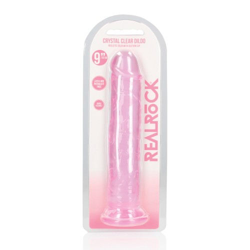 Dildo Recto Crystal Clear Shots de 9" con Ventosa Rosa