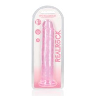 Dildo Recto Crystal Clear Shots de 9" con Ventosa Rosa