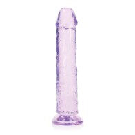 Shots RealRock Crystal Clear 9 Inch Straight Dildo with Suction Cup Purple