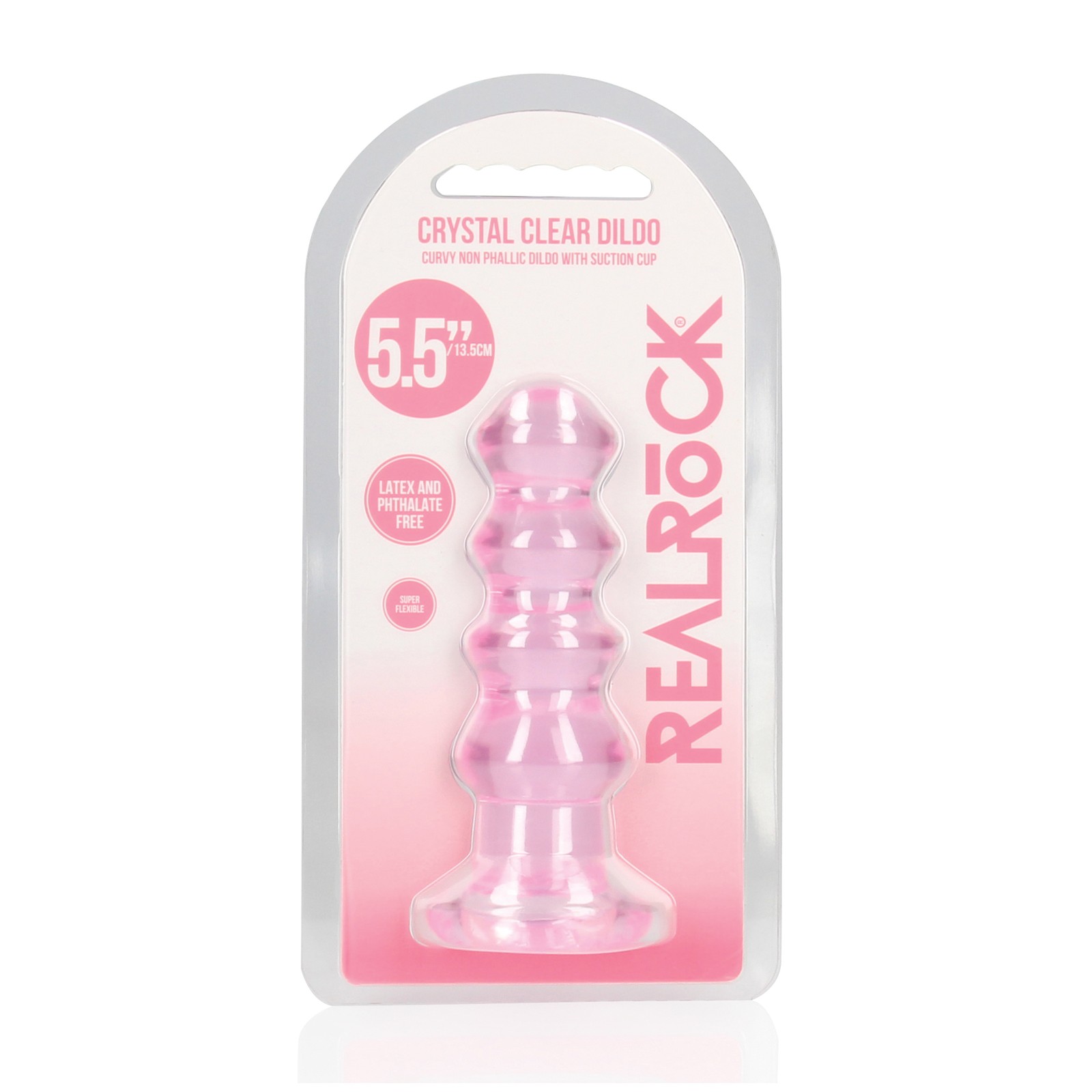 Shots RealRock 5.5" Curvy Dildo/Butt Plug - Pink