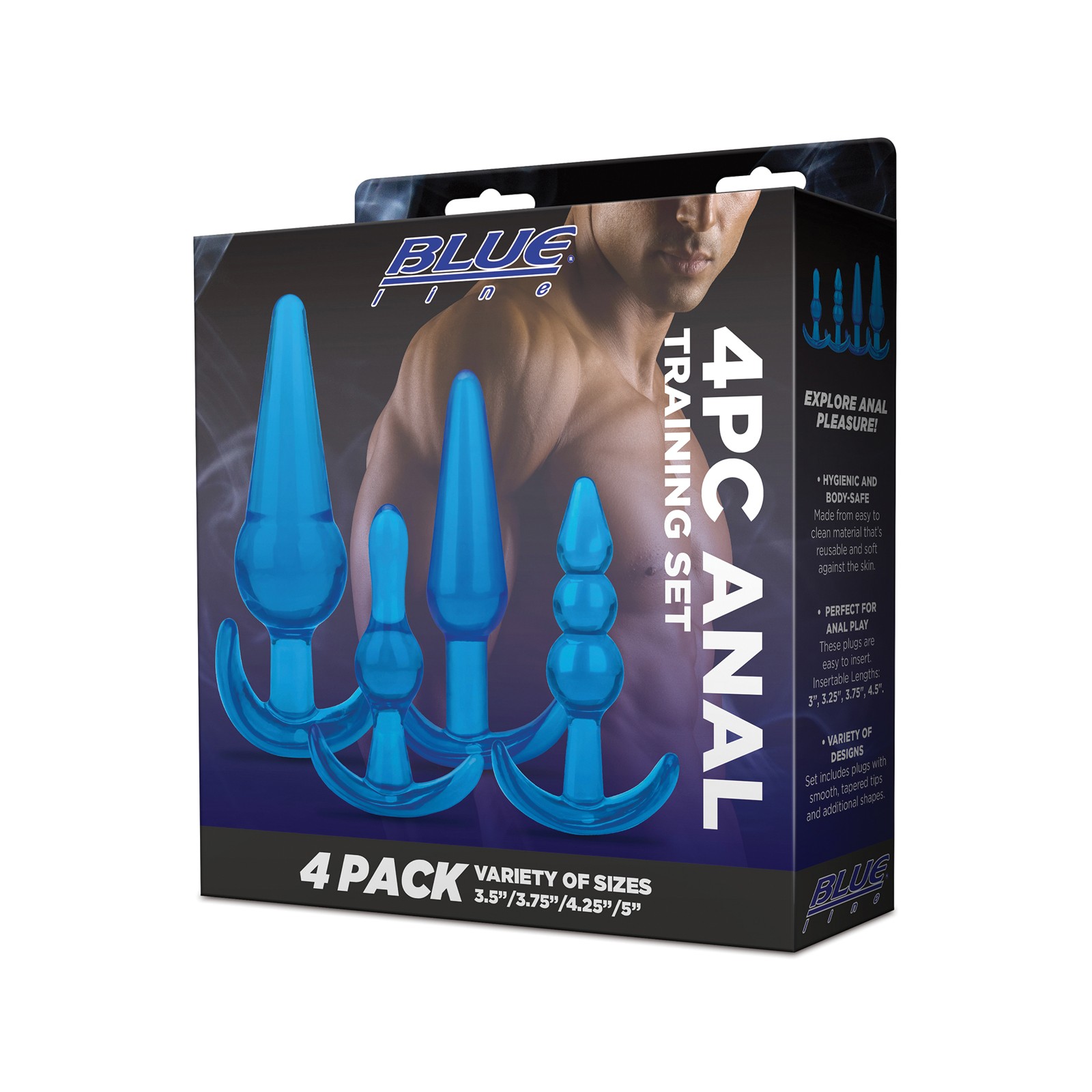 Set de Entrenamiento Anal Blue Line C & B de 4 Piezas Azul Jelly