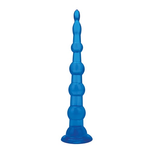 Blue Line C & B Anal Beads with Suction Base - Jelly Blue