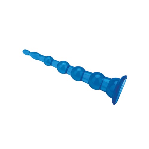 Blue Line C & B Anal Beads with Suction Base - Jelly Blue