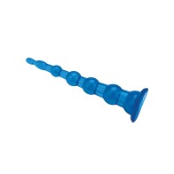 Blue Line C & B Anal Beads with Suction Base - Jelly Blue