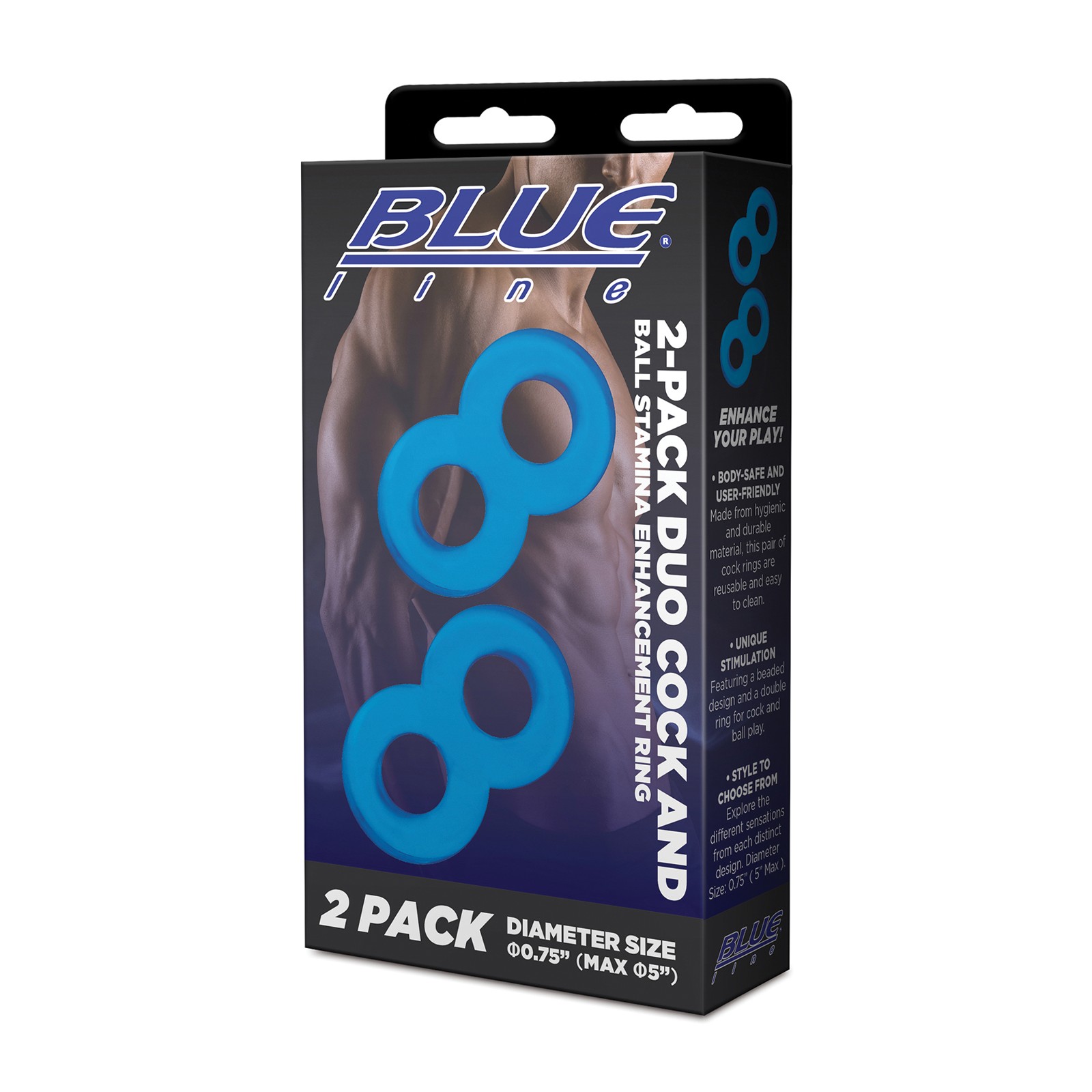 Blue Line Dual Cock & Ball Rings for Enhanced Stimulation