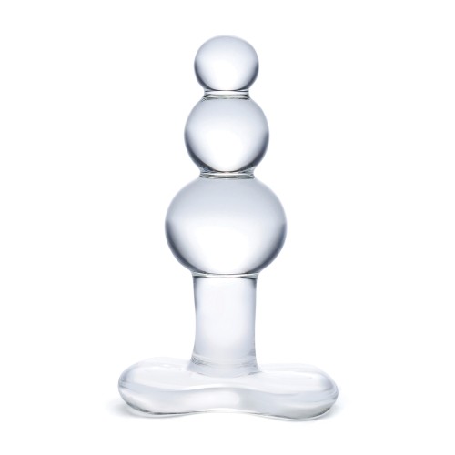 4 Inch Beaded Glass Butt Plug Clear