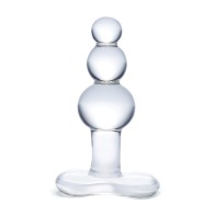 4 Inch Beaded Glass Butt Plug Clear