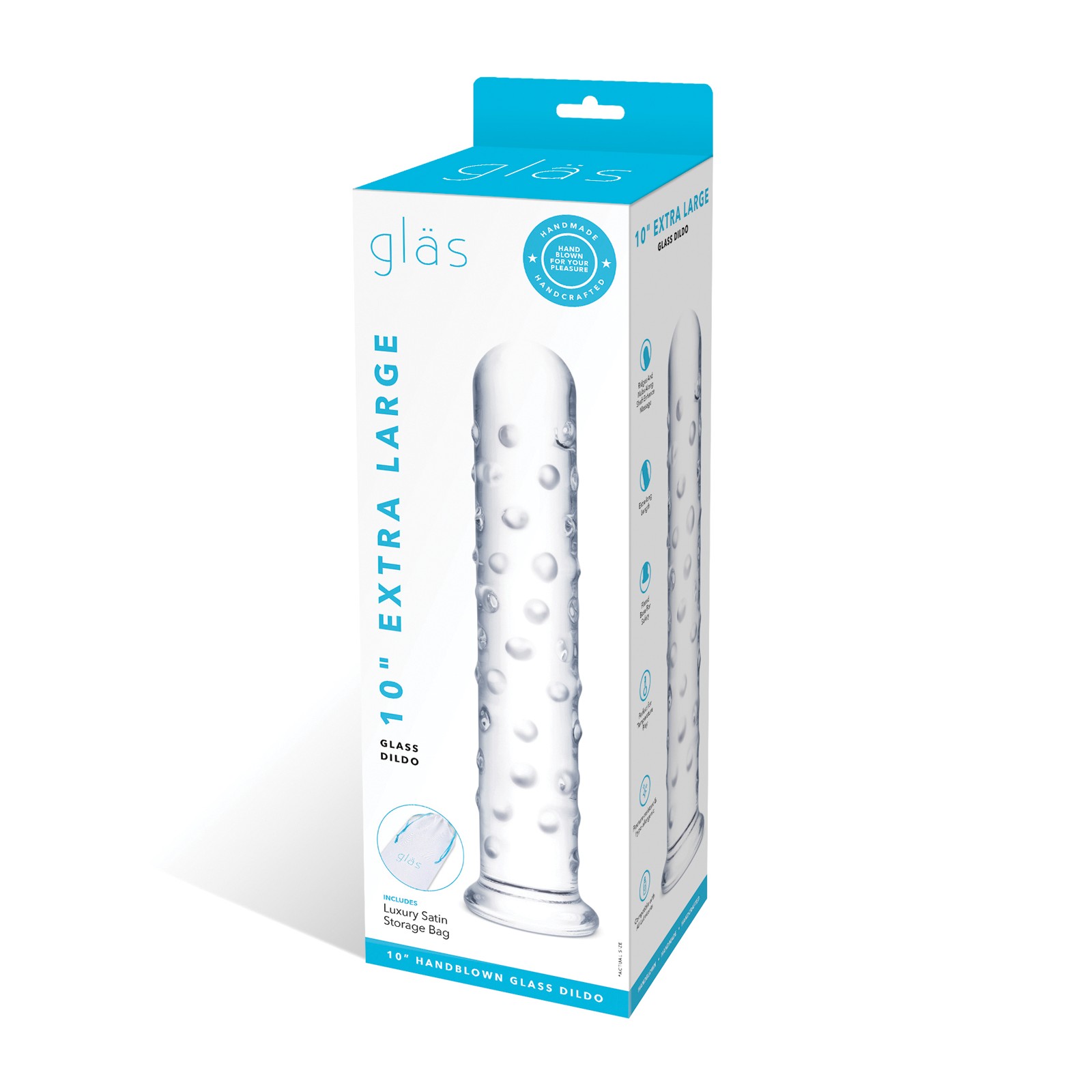 10" Extra Large Glass Dildo - Clear