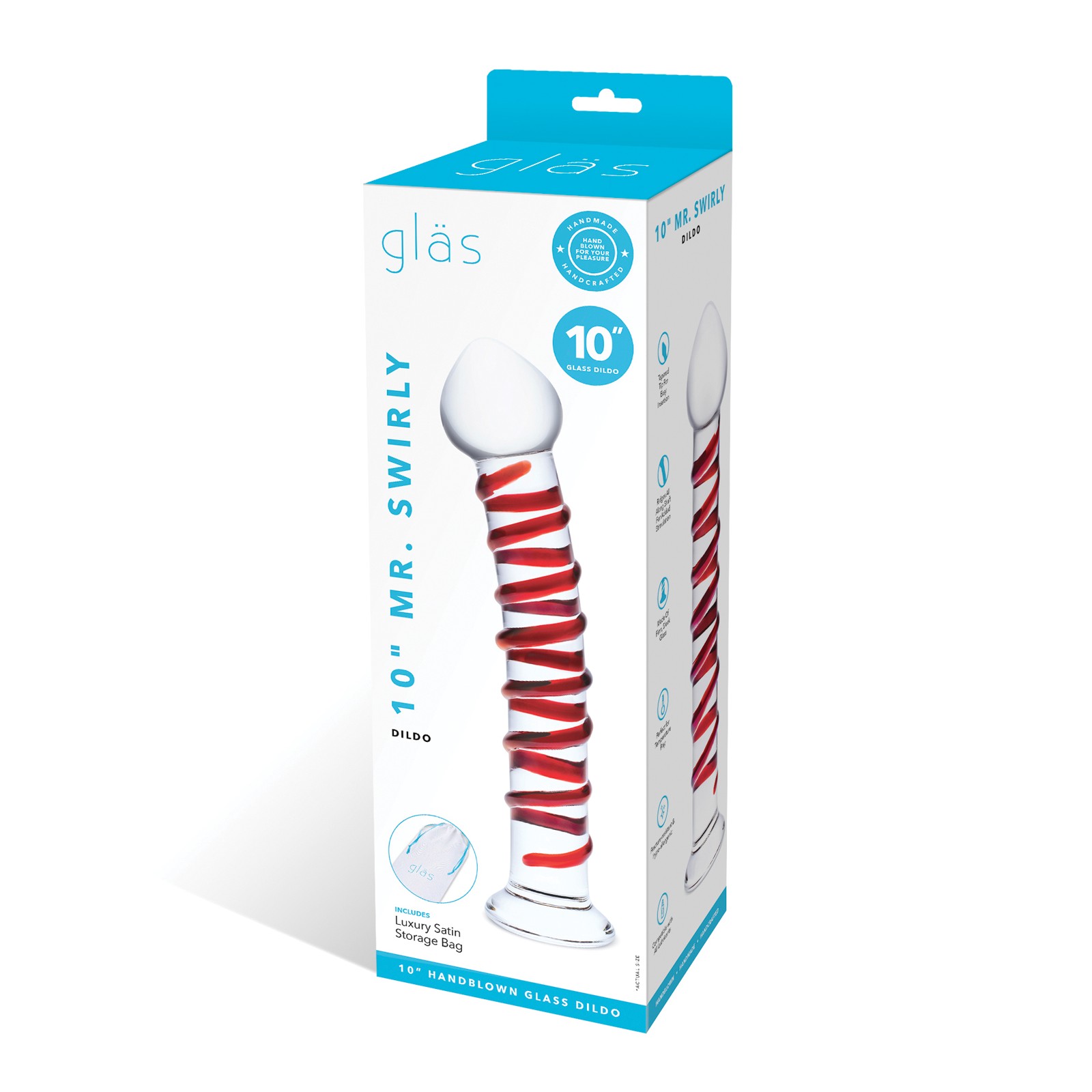 Glas 10 Inch Mr. Swirly Dildo - Red