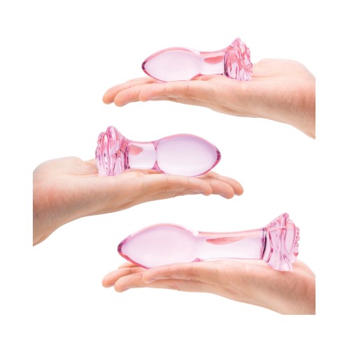 Glas 3 Piece Rosebud Butt Plug Set Pink