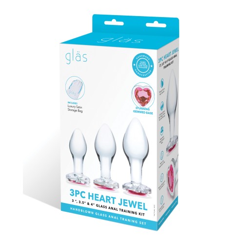 Glas 3 pc Heart Jewel Anal Training Kit