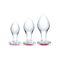 Glas 3 pc Heart Jewel Anal Training Kit