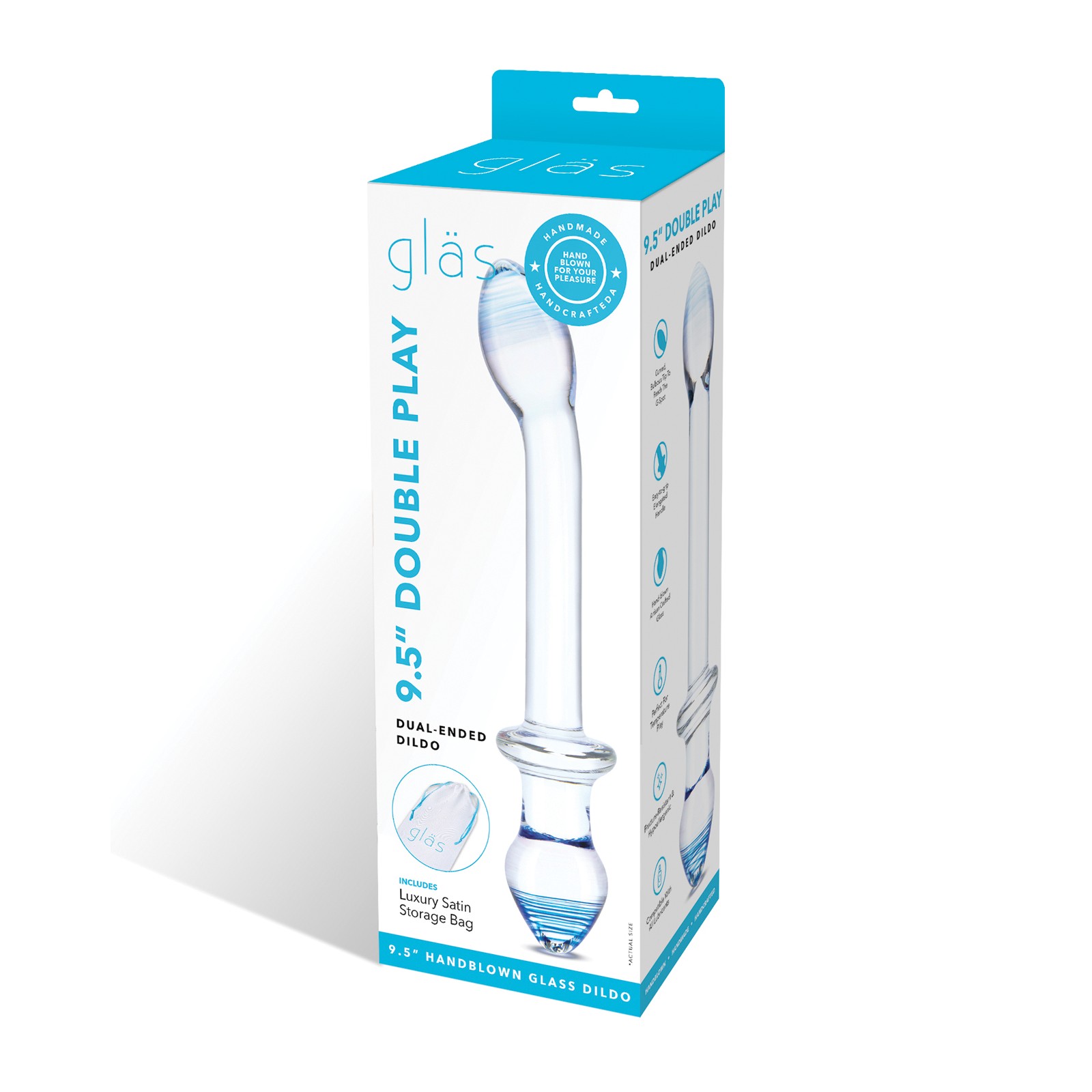 Glas 9.5" Double Play Dual Ended Dildo - Clear