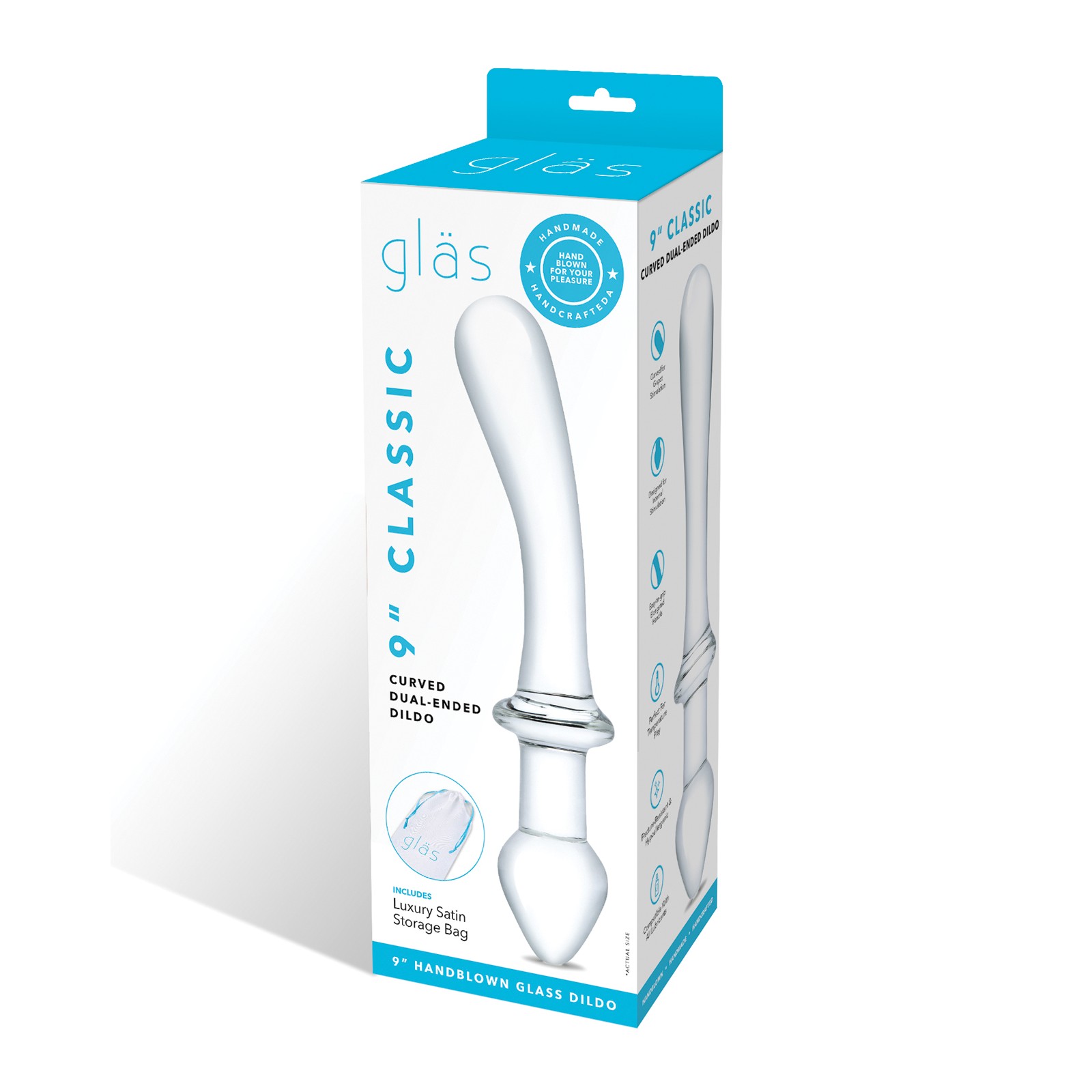 Dildo Doble Curvado Clásico de Glas de 9"