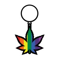 Wood Rocket Rainbow Leaf Keychain