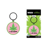 Wood Rocket I Am Dope Keychain Pink Green