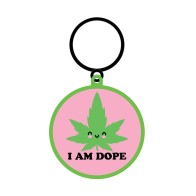 Wood Rocket I Am Dope Keychain Pink Green