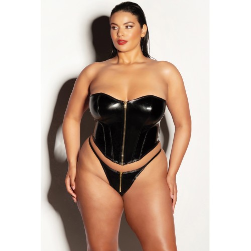 FETISH Rider Vinyl Bustier with Panty in Black 2X