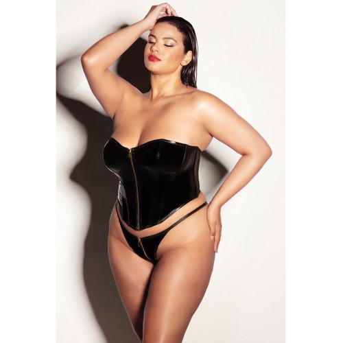 FETISH Rider Vinyl Bustier with Panty in Black 2X