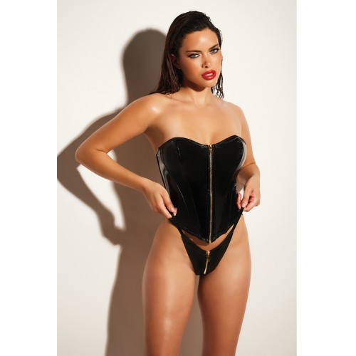 FETISH Rider Vinyl Bustier with Panty - Black XL