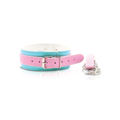 Nobu Fetish Choker and Leash Set Pink Blue