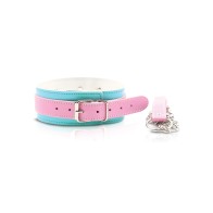 Nobu Fetish Choker and Leash Set Pink Blue