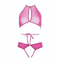 Allure Marley Mesh Peek A Boo Set Hot Pink