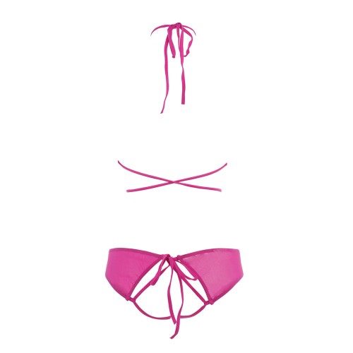 Allure Marley Mesh Peek A Boo Set Hot Pink