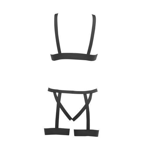 Kitten Teaser Strappy Open Cup Bra and Panty Black O/S