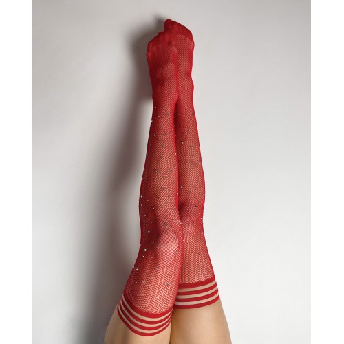 Kixies Joely Fishnet Rhinestone Thigh Highs