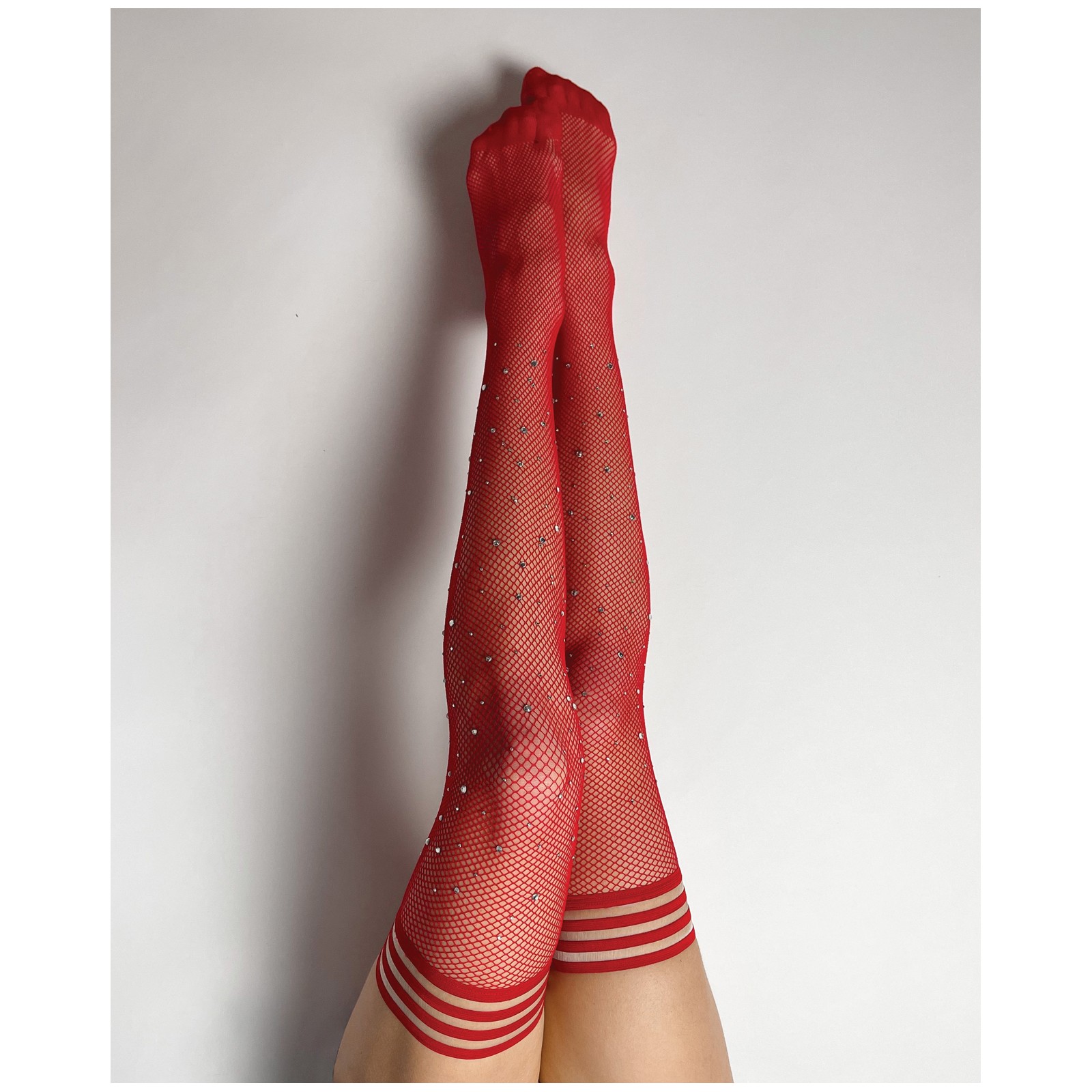 Kixies Joely Fishnet Rhinestone Thigh Highs