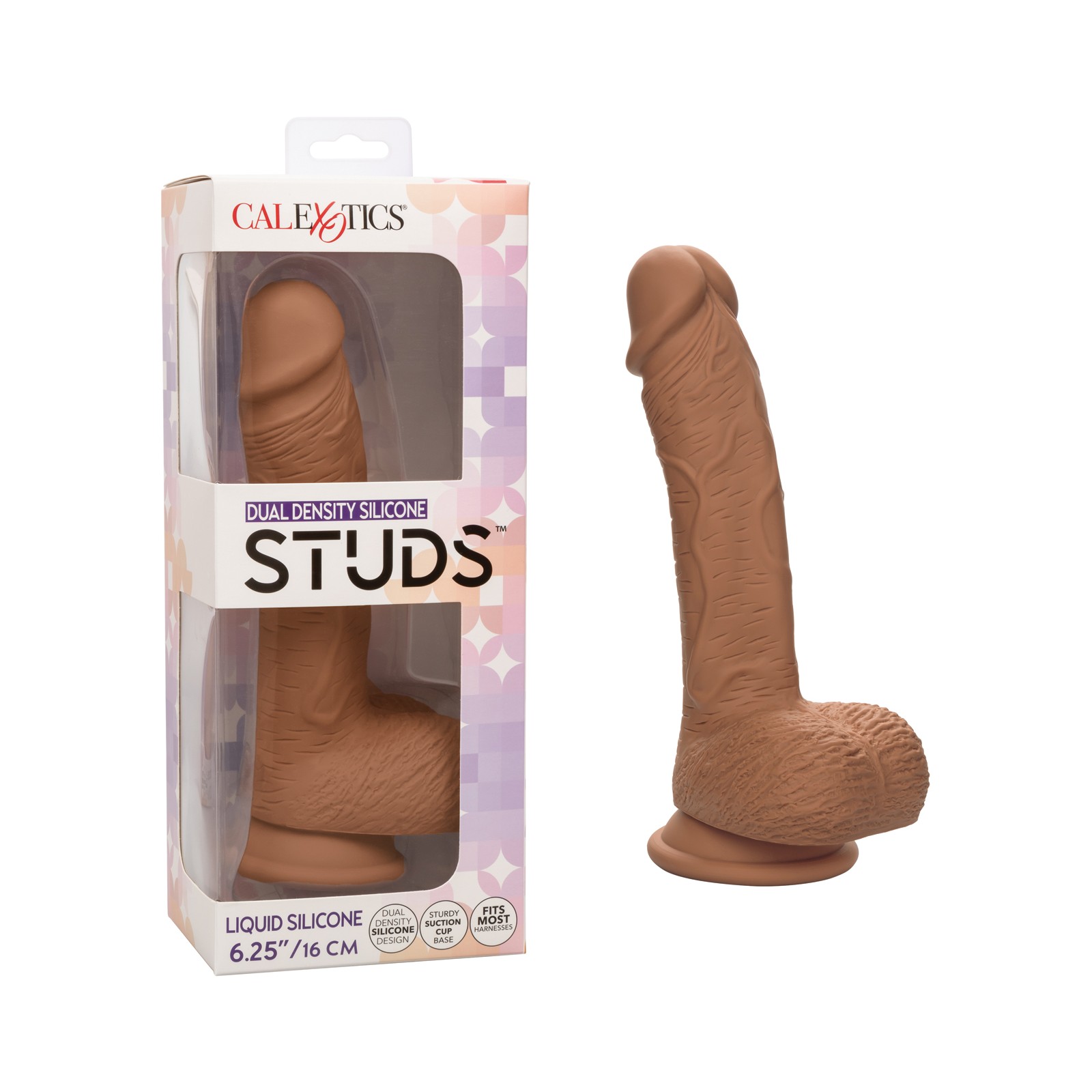 Dildo de Silicona Densidad Doble Studs 6.25" - Marrón