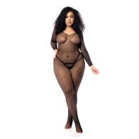 Long Sleeved Fishnet Body Stocking Black