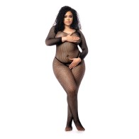 Long Sleeved Fishnet Body Stocking Black