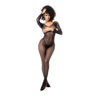 Long Sleeved Fishnet Body Stocking Black