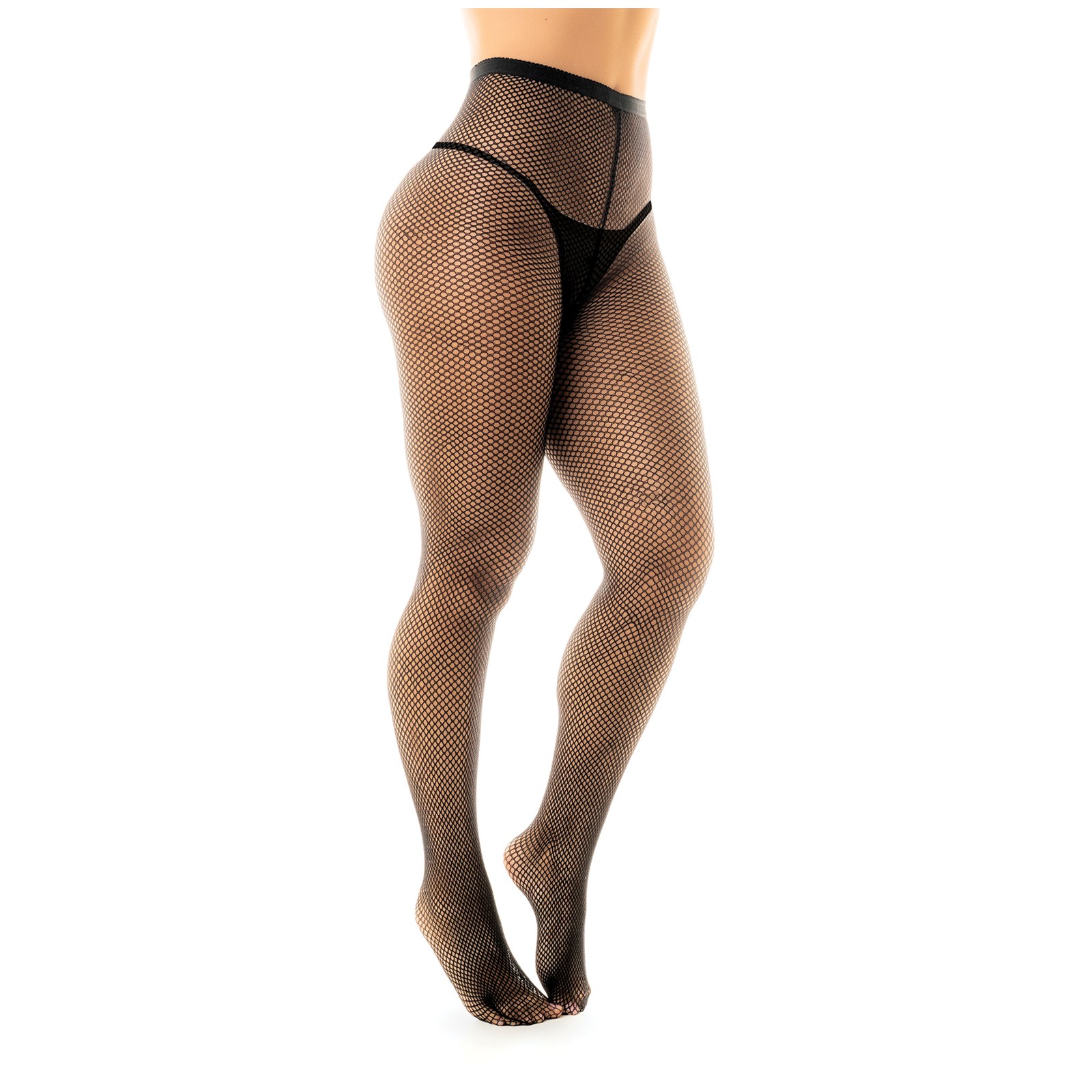 Black Fishnet Pantyhose with Back Seam