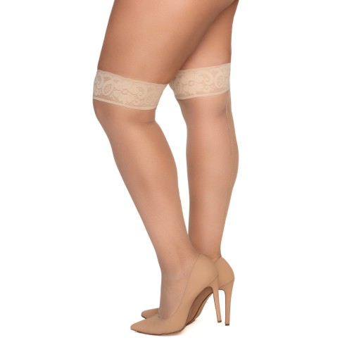 Nude Mesh Thigh High Stockings