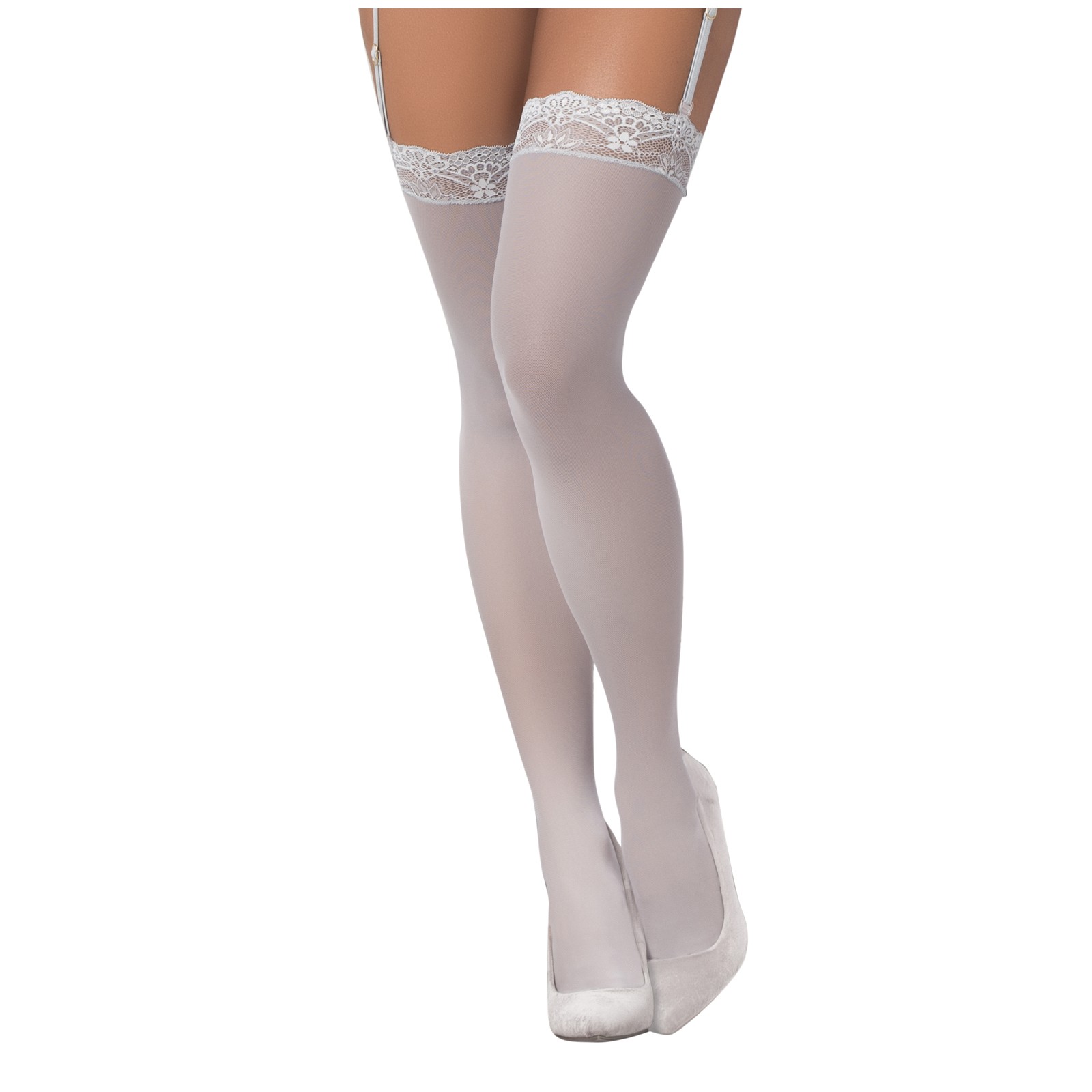 Medias de Malla Thigh High Gris Costero