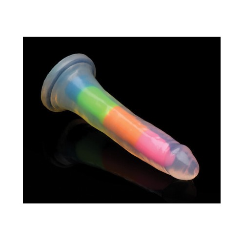 Curve Toys Lollicock 7 inch Glow In The Dark Dildo - Rainbow