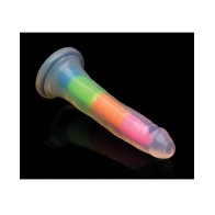 Dildo Curve Toys Lollicock de 7 pulgadas que Brilla en la Oscuridad - Arcoíris