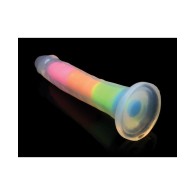 Curve Toys Lollicock 7 inch Glow In The Dark Dildo - Rainbow