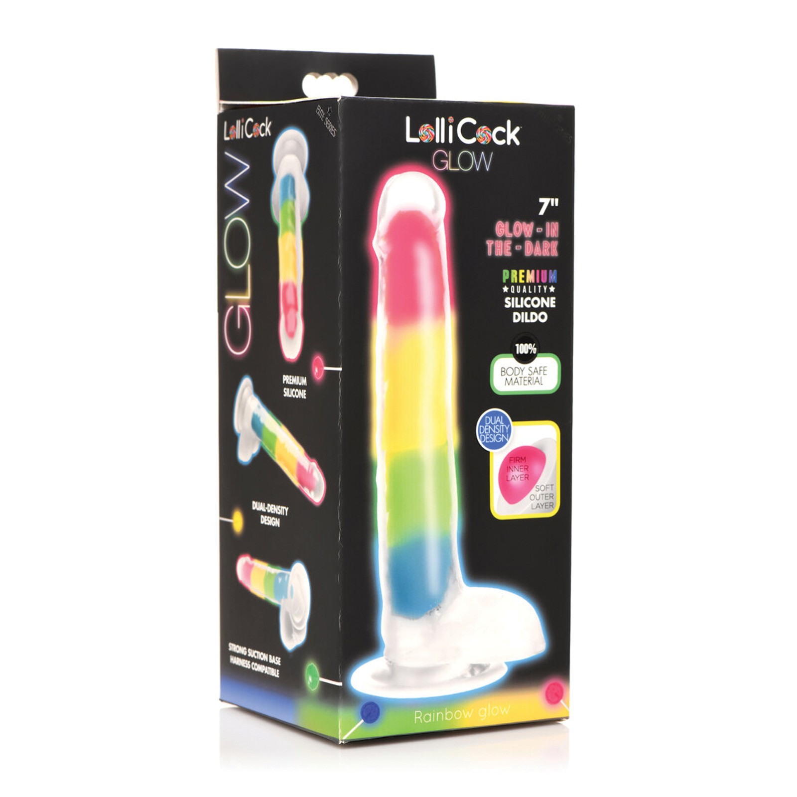 Dildo Lollicock que Brilla en la Oscuridad - Arcoíris