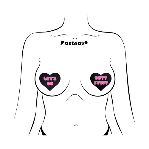 Pastease Premium Heart Let's Do Butt Stuff Black/Pink