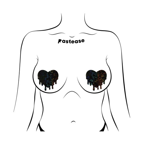 Pastease Melty Heart Nipple Pasties Black O/S