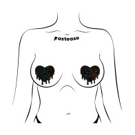 Pastease Melty Heart Nipple Pasties Black O/S