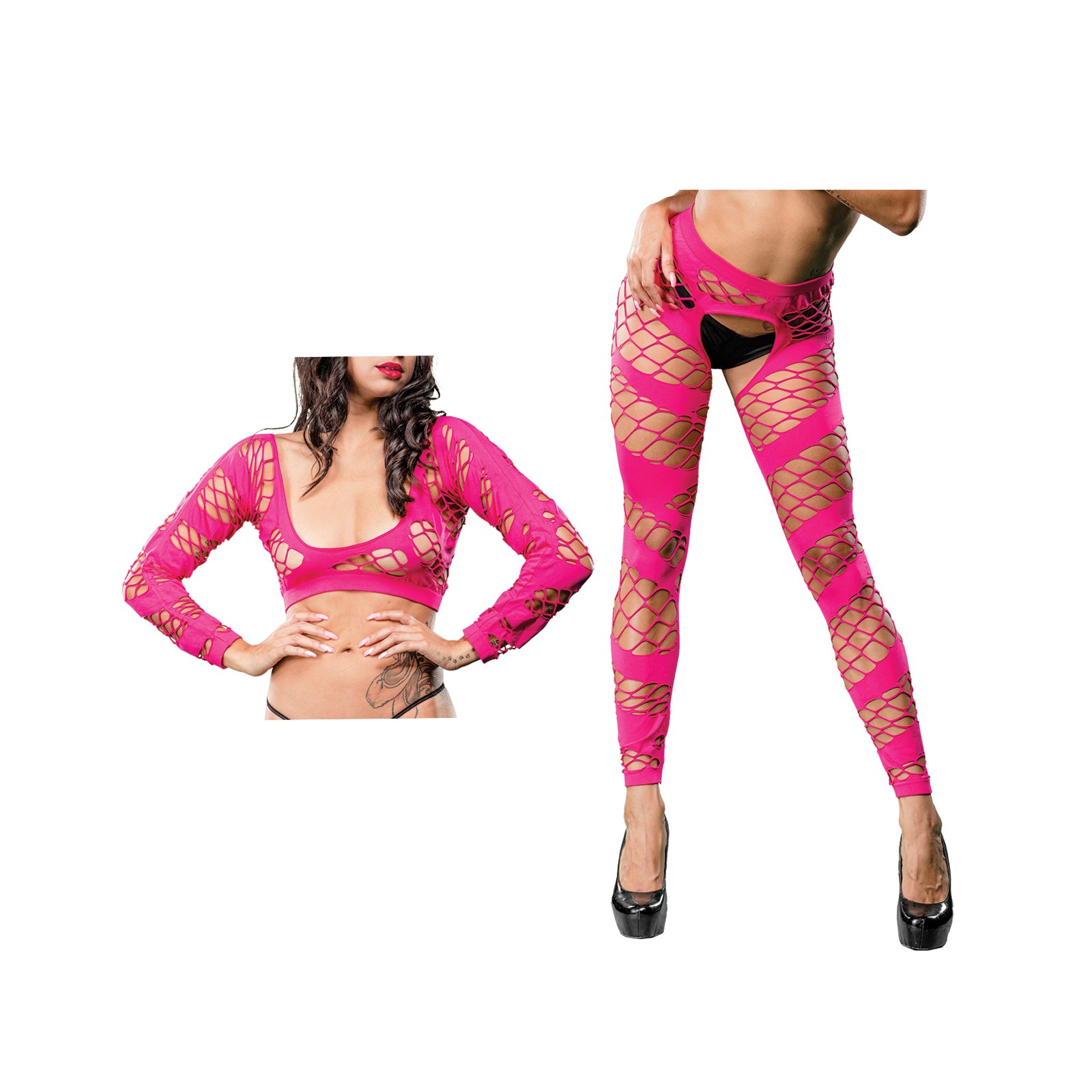 Beverly Hills Naughty Girl Crotchless Leggings Pink