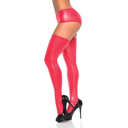 Wet Look Thigh Highs - Red O/S