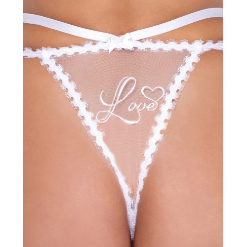 Forever Yours Embroidered Long Line Bra & Panty - White XL