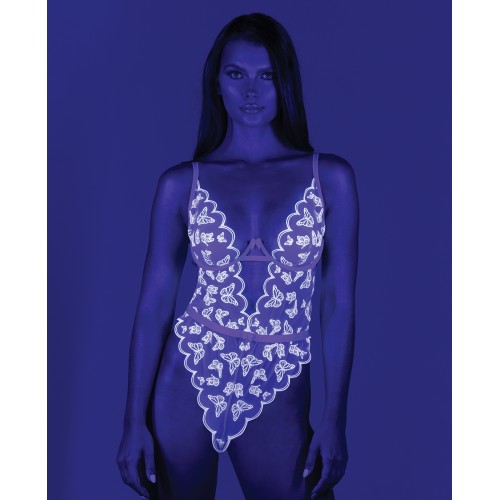 Body Bordado Brilla en la Oscuridad Lavanda/Blanco XL