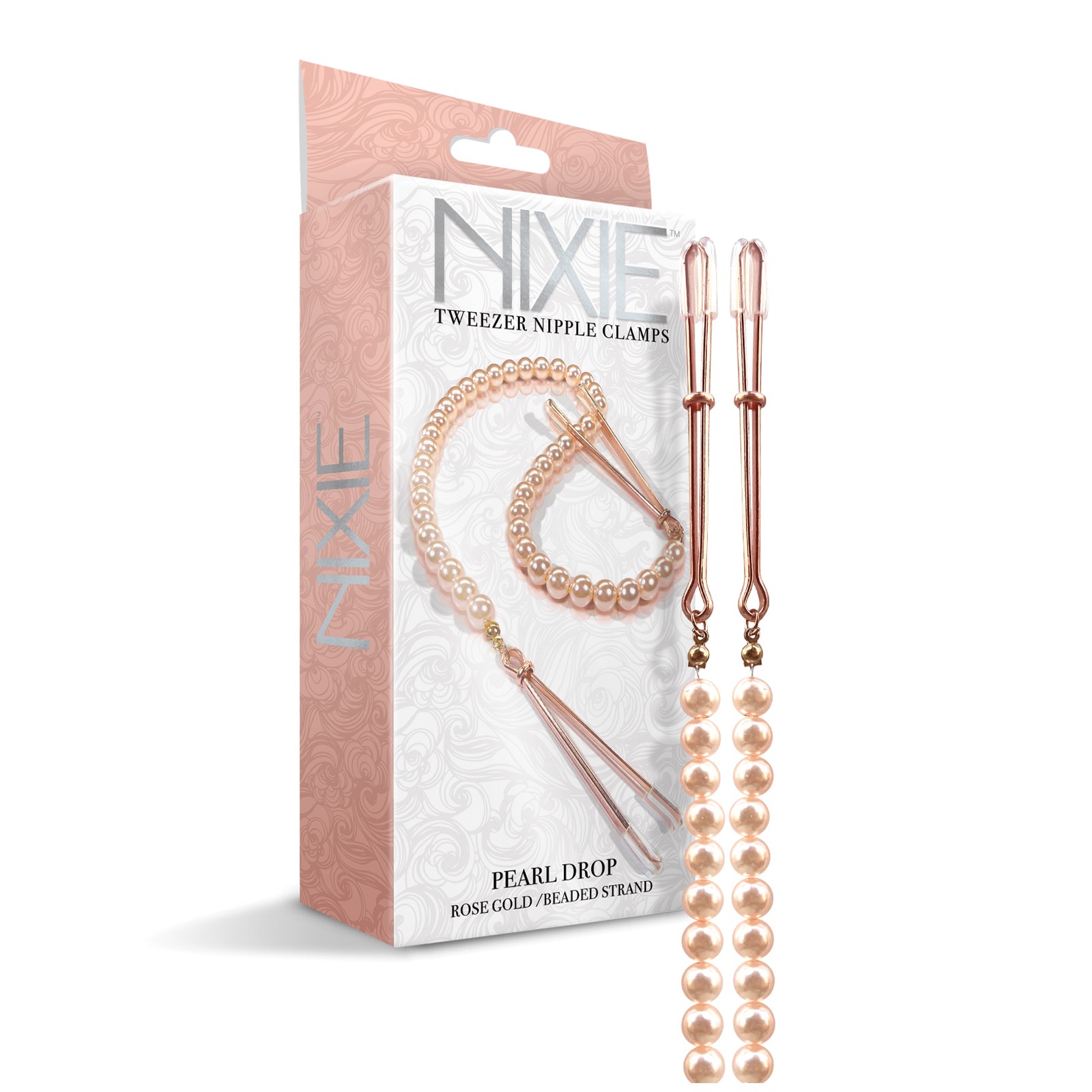 Nixie Pearl Drop Tweezer Nipple Clamps - Rose Gold